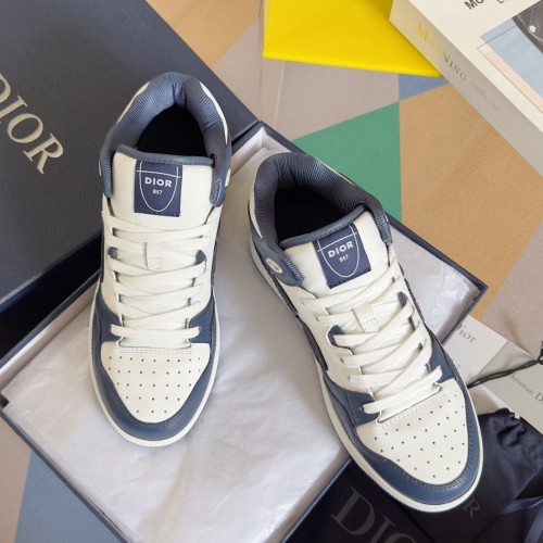 Dior Mens Shoes Sneakers Luxury Brand Christian Dior B57 MID-TOP SNEAKER Navy Blue and White Smooth Calfskin with Beige and Black Dior Oblique Jacquard Whatsapp 