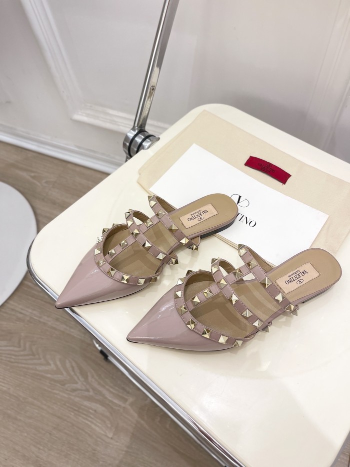 Valentino Women Shoes Mule Sandals Pointed Toe Slippers ROMAN STUD SLIDE SANDAL IN QUILTED NAPPA with Original Box Whatsapp 