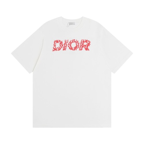 Doir Luxury Brand Women Mens Short Sleeve T-Shirt Dior Italic Coral Relaxed-Fit T-Shirt 483J696C0847_C084   