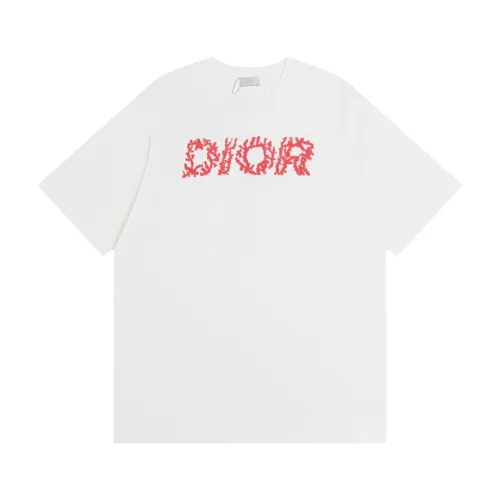 Doir Luxury Brand Women Mens Short Sleeve T-Shirt Dior Italic Coral Relaxed-Fit T-Shirt 483J696C0847_C084   