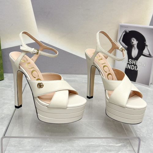 Gucci Womens Shoes Sandals 14cm Heel Luxury Brand with Original Box 730022 US000 7519 Women's Interlocking G sandal in leather Whatsapp 