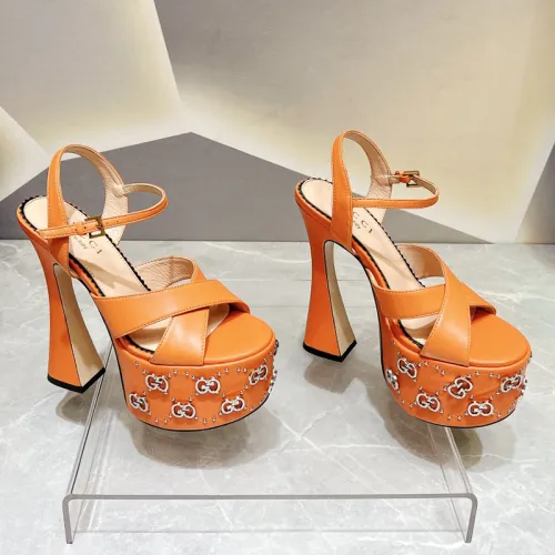 Gucci Womens Shoes Sandals 15cm Heel Luxury Brand with Original Box 730022 US000 7519 Women's Interlocking G sandal in leather Whatsapp 