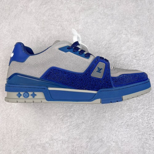 Louis Vuitton Mens Shoes Fashion Sneakers Design Luxury Brand LV TRAINER SNEAKER Mix of materials with Original Box 1AB9XJ  