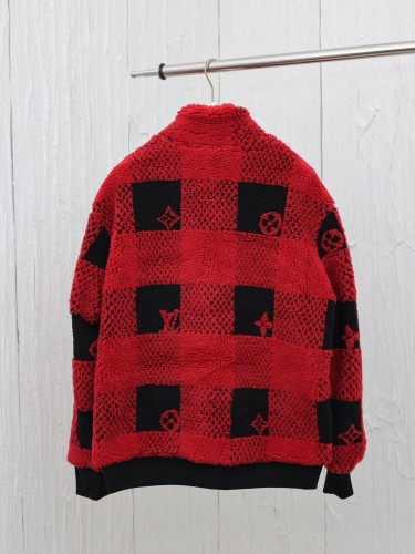 Louis Vuitton Men Womens Coat Jacket Luxury Brand Mens Jackets Damier Fleece Blouson 1AFXOE Top Quality   