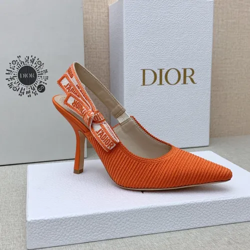 Dior Women Shoes Pumps Luxury Design Fashion Type 9.5cm High Heel Shoes for Wedding Style J'ADIOR SLINGBACK PUMP Cotton Fabric with Original Box