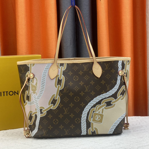 Louis Vuitton Womens Bags Handbags Luxury Brand Fashion Type NEVERFULL MM M21352 Silver Coated canvas