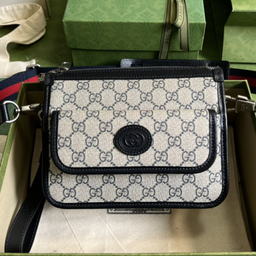 Gucci Womens Mens Bags Crossbody Shoulder Messenger Bags Luxury Brand Messenger bag with Interlocking G GG Supreme 674164 9C2VN 4076 with Original Box