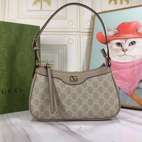Gucci Womens Bags Shoulder Messenger Bag Luxury Brand Gucci Ophidia small handbag in beige and ebony Supreme with Original Box 735145 UULBG 9683