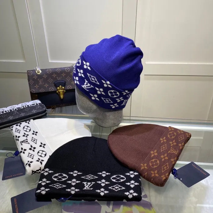 Louis Vuitton Womens Mens Cap Knit Hat Luxury Brand with Original Box  