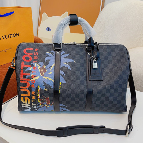 Louis Vuitton Womens and Mens Unisex Bags Luxury Brand LV Keepall Bandoulière 45 Fashion Design Travel Bag