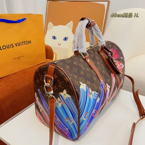 Louis Vuitton Womens and Mens Unisex Bags Luxury Brand LV Keepall Bandoulière 45 Fashion Design Travel Bag