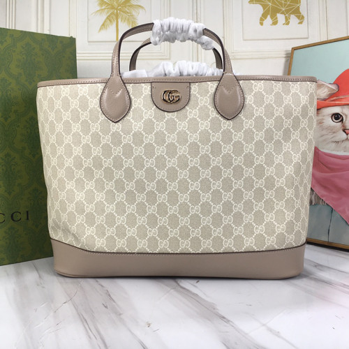 Gucci Womens Bags Shoulder Handbags Luxury Brand Ophidia medium tote bag in beige and white Supreme  