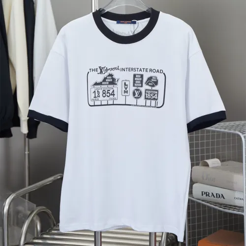 Louis Vuitton Luxury Brand Men Womens Short Sleeve T-Shirt Embellished Cotton T-Shirt 1AFXNX   