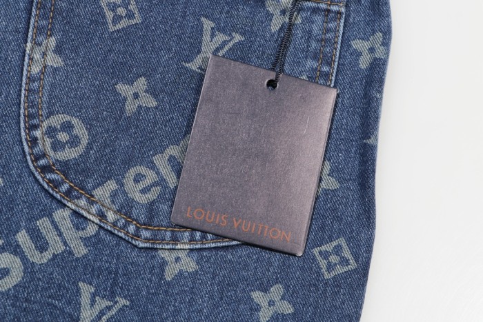 Louis Vuitton x Supreme Luxury Brand Women Mens Pant Jeans   H547