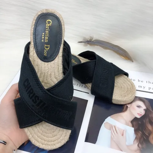 Dior Womens Shoes Slippers Dior Granville Espadrille Dior Oblique Embroidered Cotton with Original Box