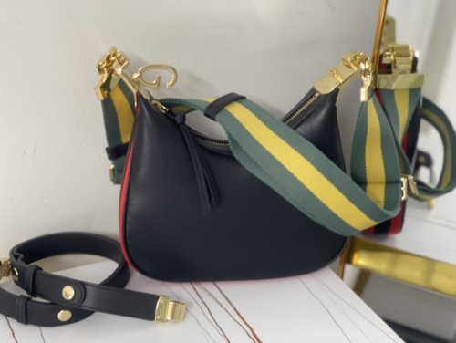 Gucci Womens Bags Shoulder Messenger Bag Luxury Brand Gucci Attache small shoulder bag in black leather with Original Box 699409 UXWBG 1037