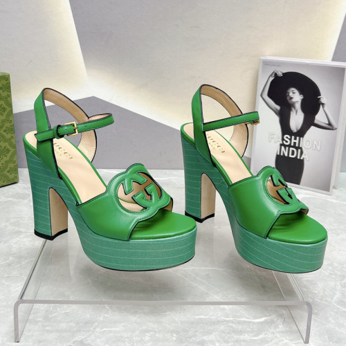 Gucci Womens Shoes Sandals 12cm Heel Luxury Brand with Original Box 730022 US000 7519 Women's Interlocking G sandal in leather Whatsapp 