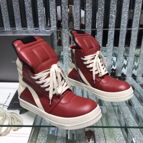 Rick Owens Men Shoes Sneakers Leather High-Top Breathable Mens Casual Shoes Ankle Boots with Original Box