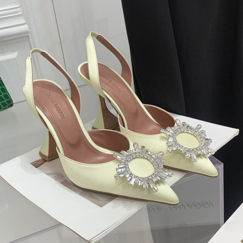 Amina Muaddi Womens Shoes Sandals Slippers Luxury Brand Fashion Pumps for Women with Original Box 9cm Heel