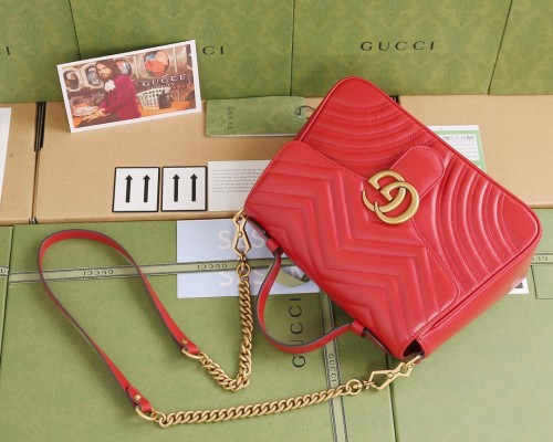 Gucci Womens Bags Shoulder Messenger Bag Luxury Brand Gucci Leather GG Marmont Small Top Handle Bag with Original Box 498110 DTDIT 1000