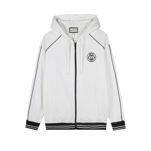 Gucci Womens Mens Zip Hoodie Luxury Brand Mens Sweatshirt Winter Fashion COTTON JERSEY SWEATSHIRT WITH PATCH   