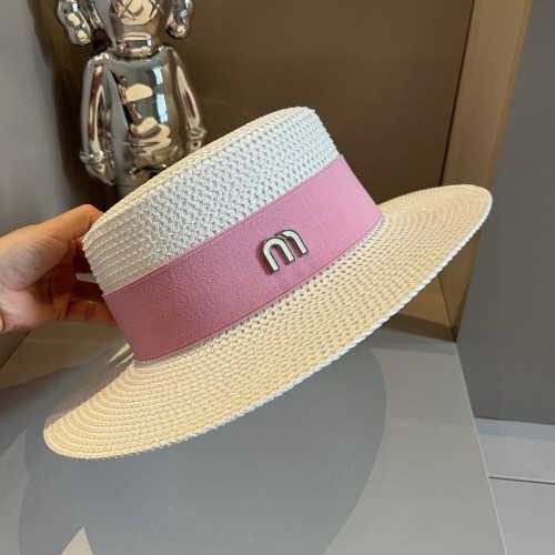 Miumiu Womens Cap Straw Hat Luxury Brand with Original Box  