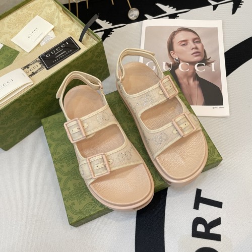 Gucci Womens Shoes Sandals 14cm Heel and 4.5cm Platform Luxury Brand with Original Box 719844 C9D00 9022 Women's Interlocking G studs sandal in leather Whatsapp 