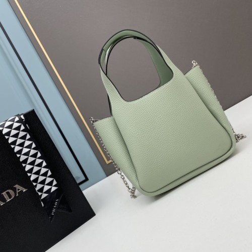 Prada Womens Shoulder Bags Leather Shopping Bag with Original Box