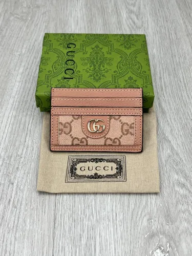 Gucci Womens Bag Wallets Card Holder Luxury Brand Ophidia GG card case in beige and blue Supreme with Original Box  
