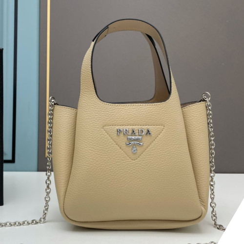 Prada Womens Shoulder Bags Leather Shopping Bag with Original Box
