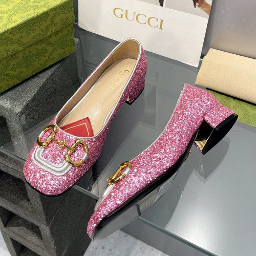 Gucci Womens Shoes Pumps Luxury Brand Women's Low-Heel Pump With Horsebit In Leather 2.5cm Heel with Original Box 694855 BNC00 5815