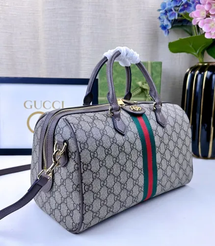Gucci Womens Bags Handbags Shoulder Messenger Bags Luxury Brand Ophidia medium top handle bag in beige with Original Box 77206596IWG8745
