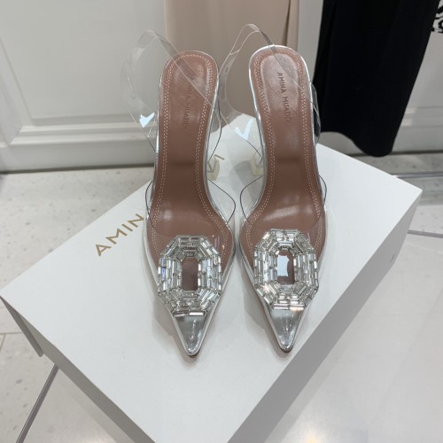 Amina Muaddi Womens Shoes Sandals Slippers Luxury Brand Fashion Pumps for Women with Original Box 9cm Heel