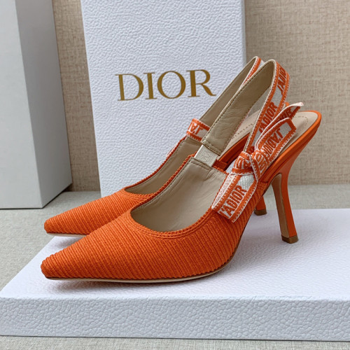 Dior Women Shoes Pumps Luxury Design Fashion Type 9.5cm High Heel Shoes for Wedding Style J'ADIOR SLINGBACK PUMP Cotton Fabric with Original Box