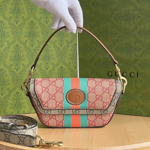 Gucci Womens Bags Shoulder Handbag Luxury Brand GG top handle mini bag with Web 723762 FABFH 8361  