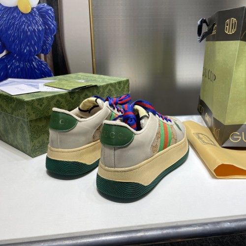 Gucci Womens Shoes Sneakers Luxury Brand Women's Screener trainer with Web in beige leather with Original Box Whatsapp 