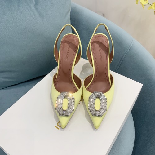 Amina Muaddi Womens Shoes Sandals Slippers Luxury Brand Fashion Pumps for Women with Original Box 9cm Heel