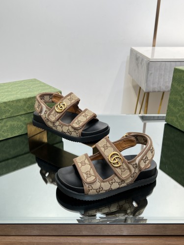 Gucci Womens Shoes Sandals 14cm Heel and 4.5cm Platform Luxury Brand with Original Box 719844 C9D00 9022 Women's Interlocking G studs sandal in leather Whatsapp 