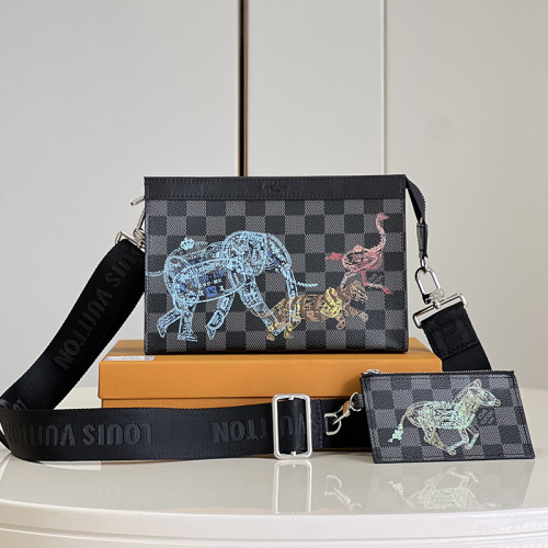 Louis Vuitton Womens Mens Bags Shoulder Bags Luxury Brand GASTON WEARABLE WALLET with Original Box N64608 Damier Graphite coated canvas