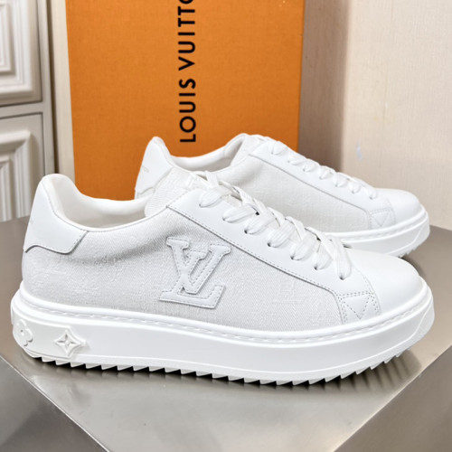 Louis Vuitton Mens Shoes Sneakers Lace-Up Luxury Brand Fashion TIME OUT SNEAKER with Original Box