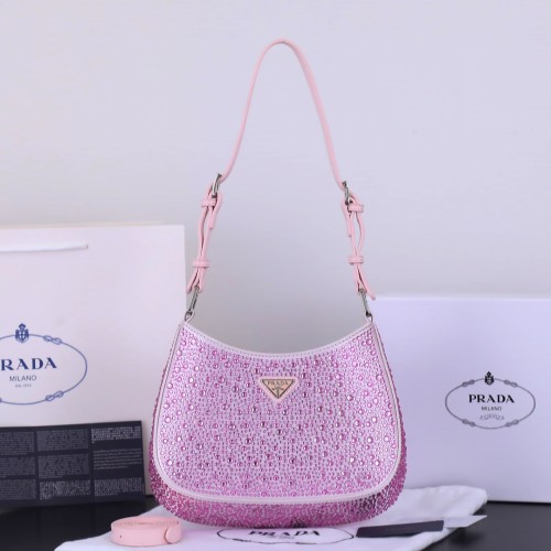 Prada Womens Shoulder Bags Leather Shopping Bag with Original Box