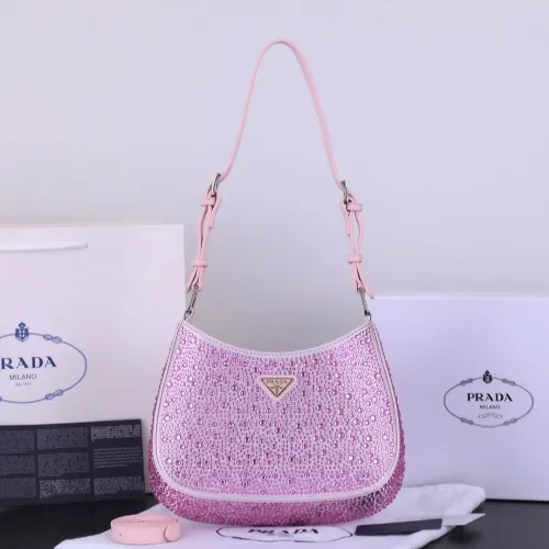 Prada Womens Shoulder Bags Leather Shopping Bag with Original Box