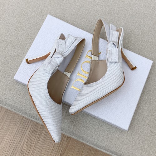 Dior Women Shoes Pumps Luxury Design Fashion Type 9.5cm High Heel Shoes for Wedding Style J'ADIOR SLINGBACK PUMP Cotton Fabric with Original Box