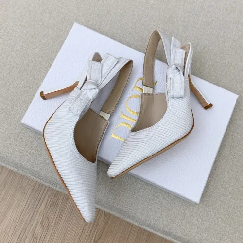 Dior Women Shoes Pumps Luxury Design Fashion Type 9.5cm High Heel Shoes for Wedding Style J'ADIOR SLINGBACK PUMP Cotton Fabric with Original Box