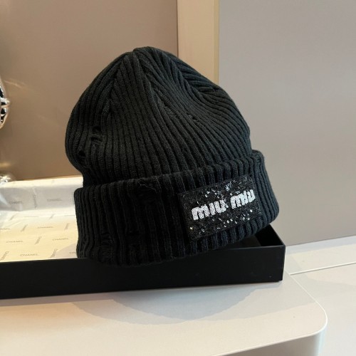 Miumiu Womens Cap Knit Hat Luxury Brand with Original Box  