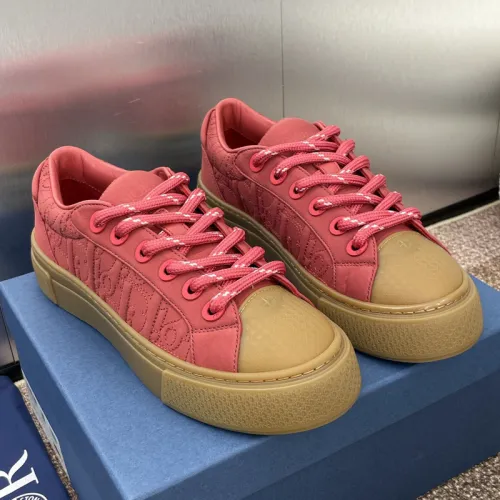 Dior Mens Shoes Sneakers DIOR AND STONE ISLAND B33 Sneaker-LIMITEDAND NUMBERED EDITION Red Dyed Cotton with Dior Oblique Motif 3SN303ZAM_H440 with Original Box