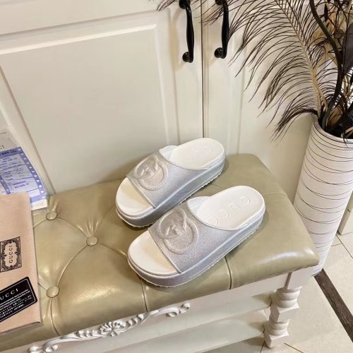 Gucci Womens Shoes Platform Slide Slippers Sandal Summer Design Luxury Brand Women's GG platform slide sandal with Original Box