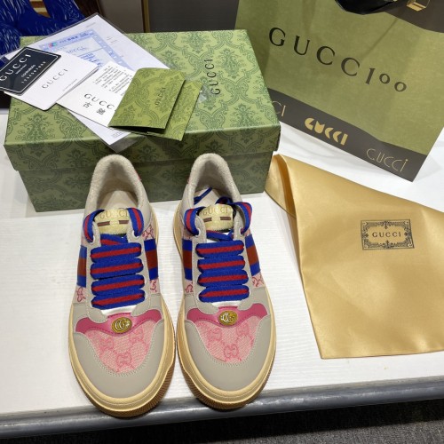 Gucci Womens Shoes Sneakers Luxury Brand Women's Screener trainer with Web in beige leather with Original Box Whatsapp 