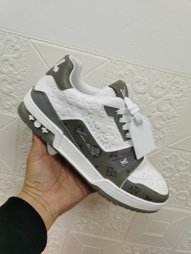 Louis Vuitton Mens Shoes Fashion Sneakers Design Luxury Brand LV TRAINER SNEAKER Mix of materials with Original Box 1A9JI9