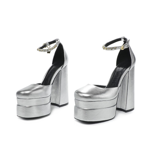 Versace Brand Womens Sandals Shoes Pumps Leather Big Size LA MEDUSA LEATHER PUMPS with 5cm High Platform and 15cm Heel Design  